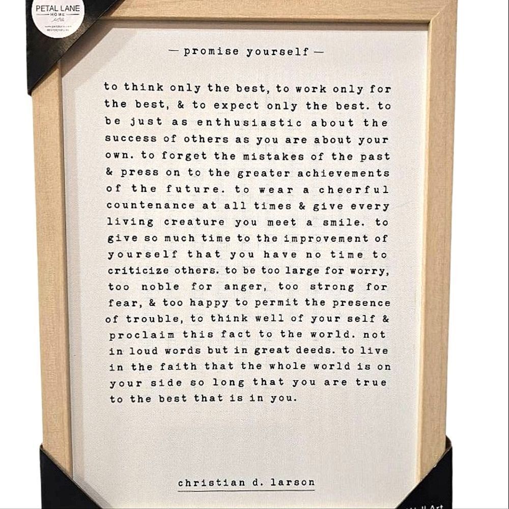 Petal Lane, Promise Yourself, By Christian D Larson Inspirational Wall Decor
